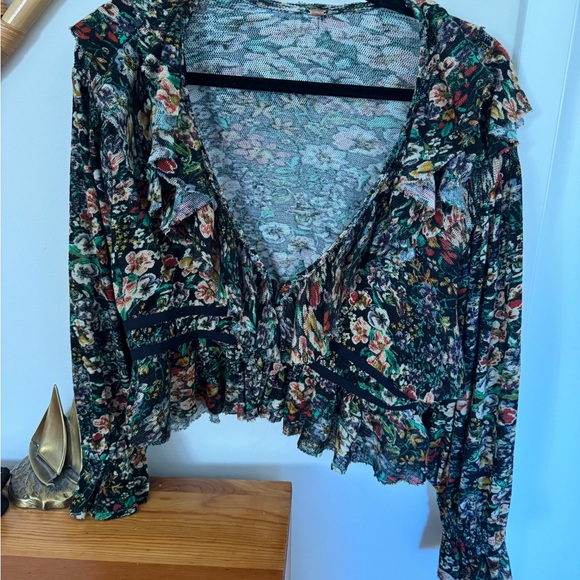 Free People Women's Rudi Ruffle Top Size Small - Picture 2 of 3